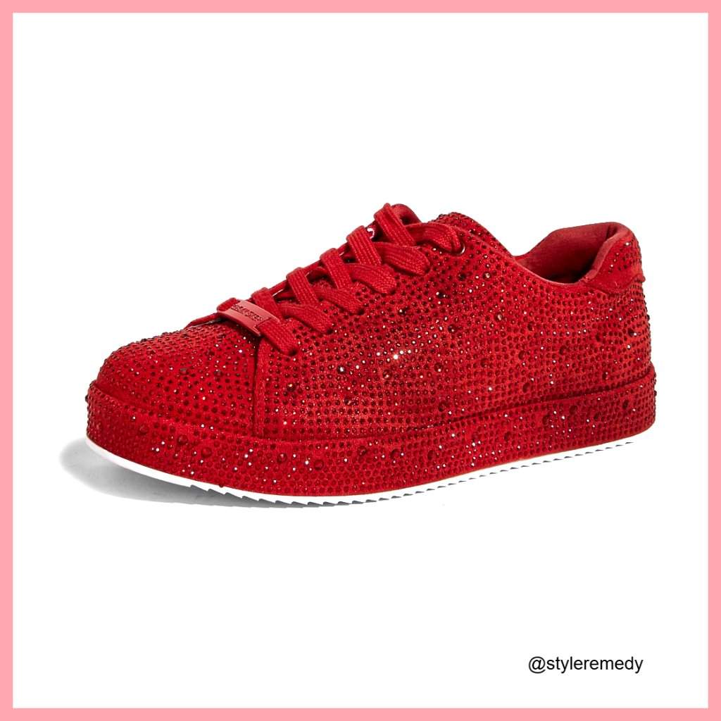 Platform Rhinestone Sneakers Wedding Bridal Sparkly Glitter Shoes